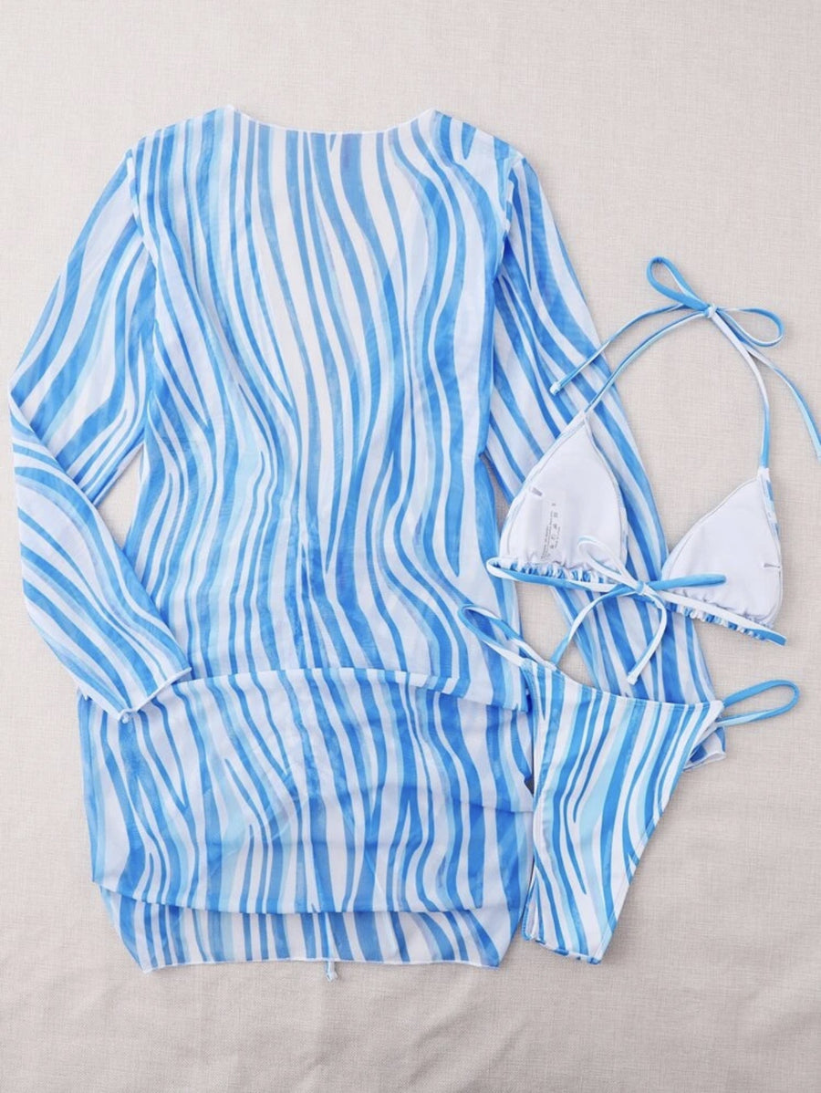 Zebra Bikini Set - Blue